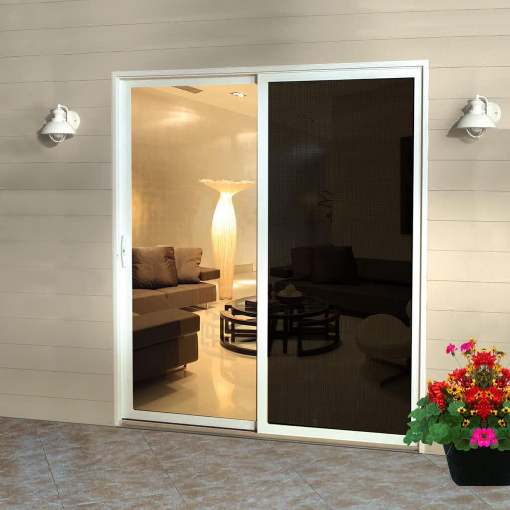 product titan security a large glass door with a glass window