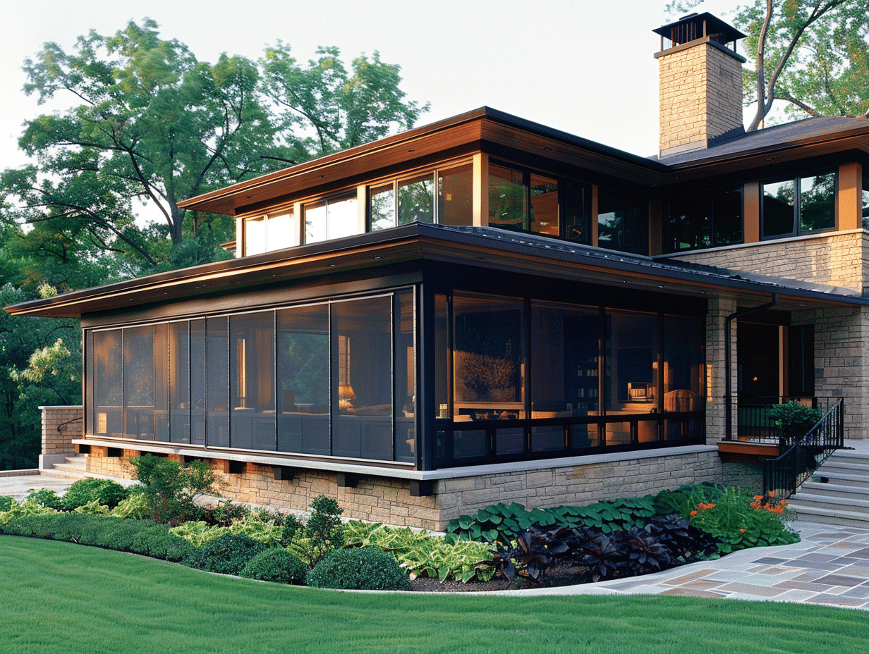 retractable window screens a house with a large front yard