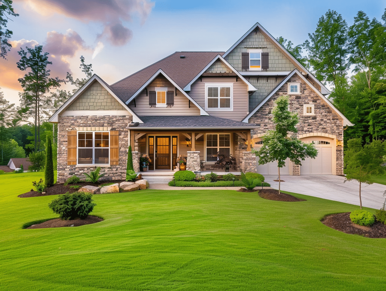 security window screens a stone house with a large front yard