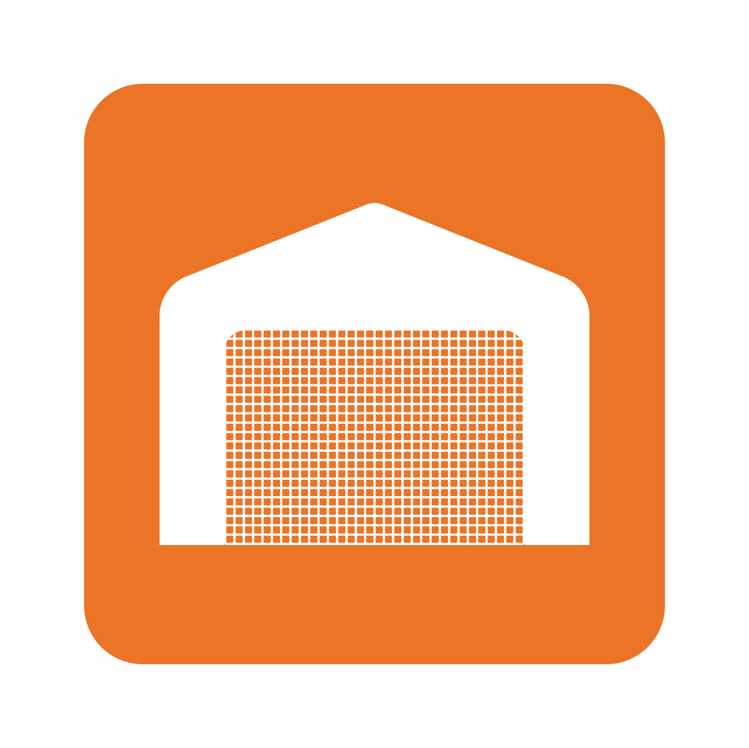 Garage Door Screens Icon in brand orange color