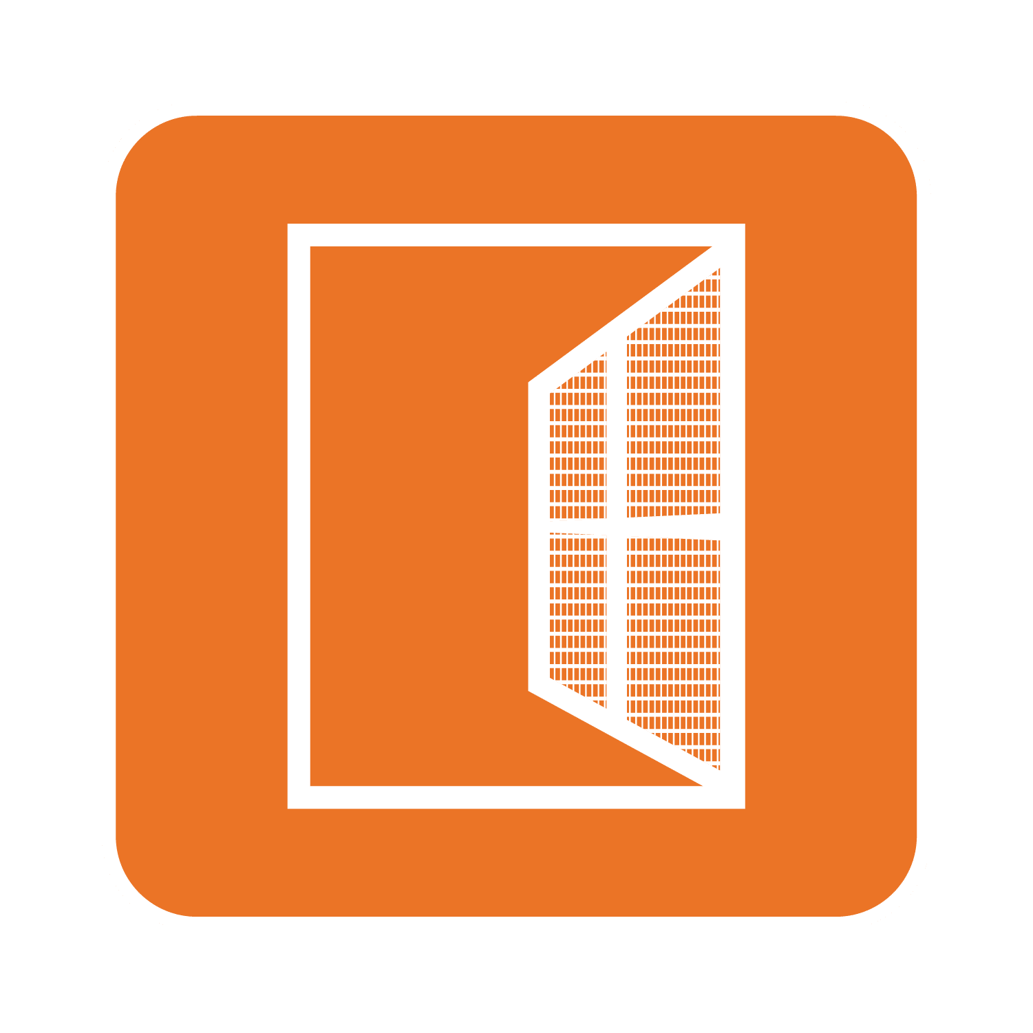 Retractable Window Screens Icon using orange brand color