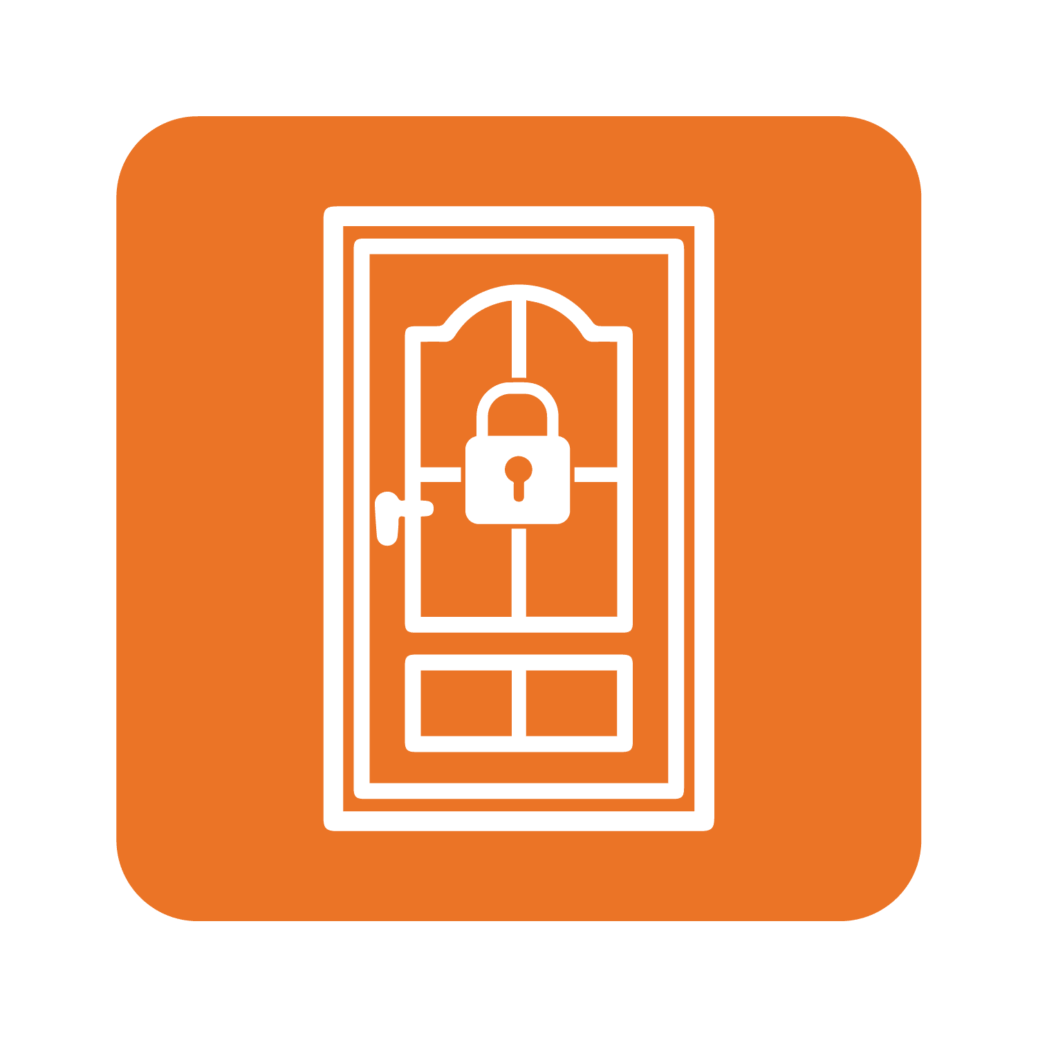 Security Doors Icon using orange brand color