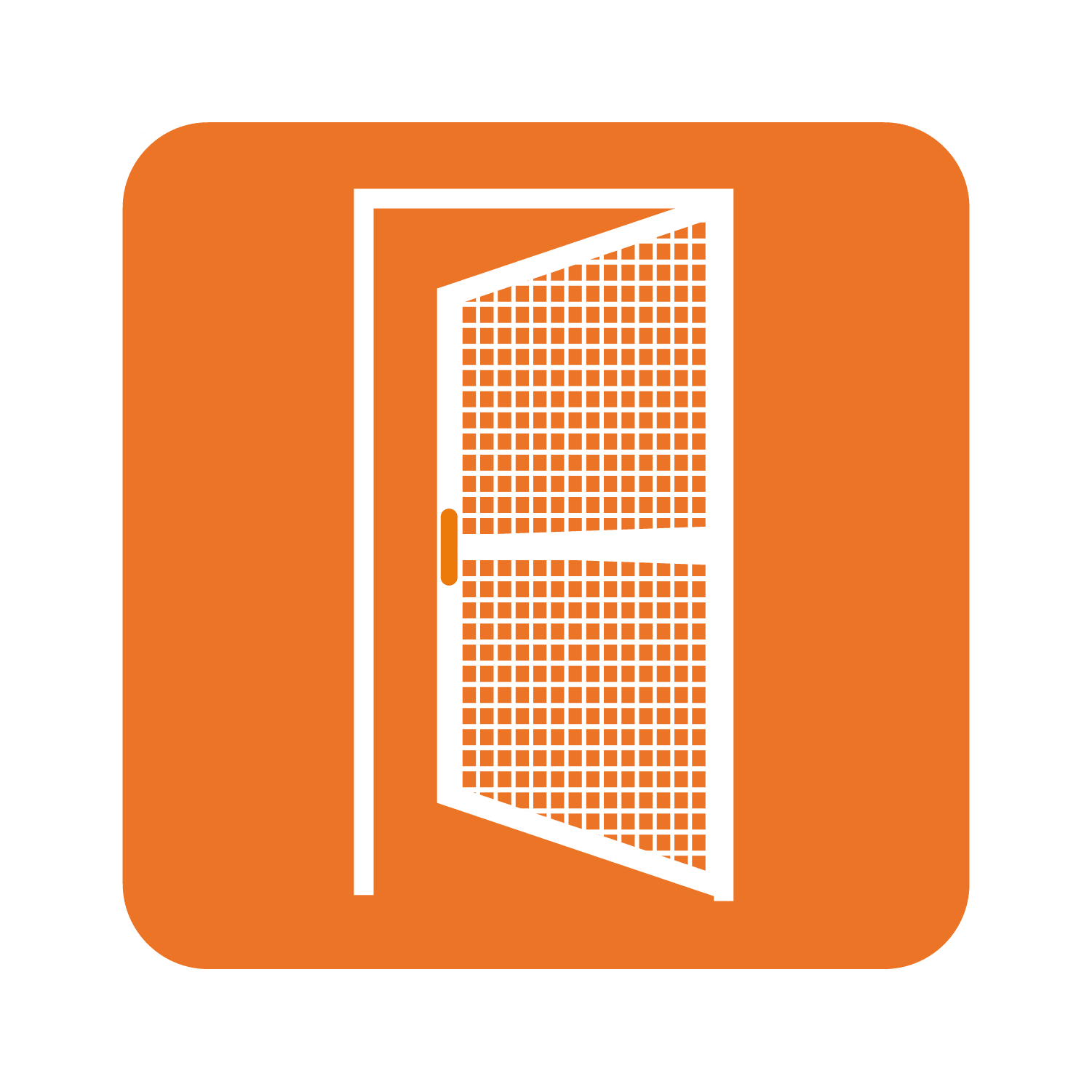 Swinging Screen Doors Icon in brand orange color